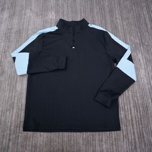Grayson & Dunn Quarter Zip Pullover Mens Large Black Blue Polyester Colorblock